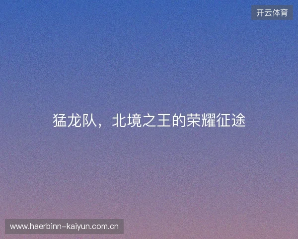 猛龙队，北境之王的荣耀征途